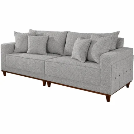 Sofá Living Lufer em Boucle Monte Claros 4 Lugares com Almofadas Soltas 236cm
