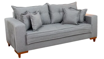 Sofá Living Portugal em Linho 3 Lugares com Almofadas Soltas 200cm Boareto