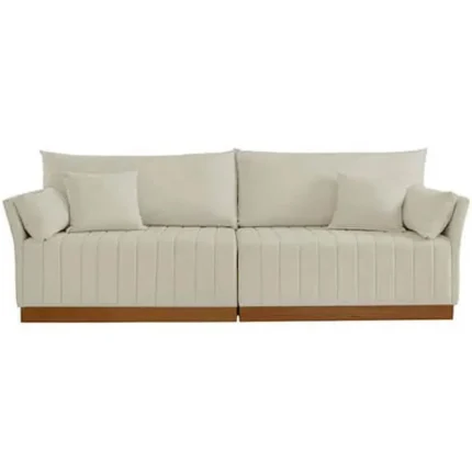 Sofá Maldivas 4 Lugares com Almofadas Soltas 220cm Tecido Linho Luxury