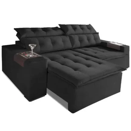 Sofá Carioca 4 Lugares Retrátil e Reclinável 230cm Tecido Veludo