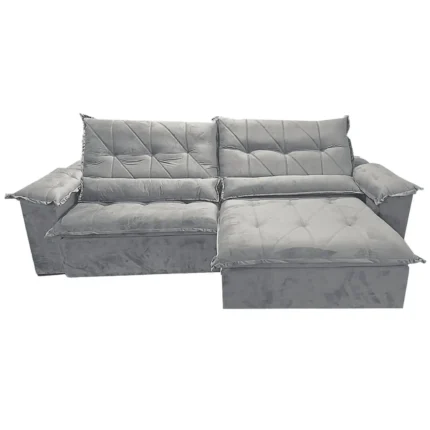 Sofá São José 290cm 6 Lugares Retrátil e Reclinável Tecido Veludo União