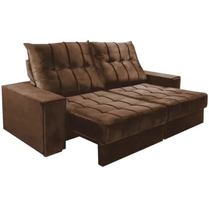 Sofá Veneza 4 Lugares Retrátil e Reclinável 230cm Tecido Veludo Boareto