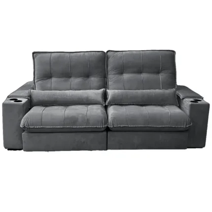 Sofá Veneza Zarat com Molas Ensacadas 4 Lugares Retrátil e Reclinável 250cm Tecido Veludo