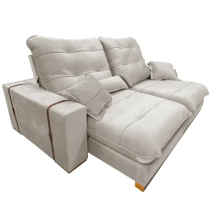 Sofá Vicam 012 em Linho com Molas Ensacadas 4 Lugares Retrátil e Reclinável 250cm Vicam