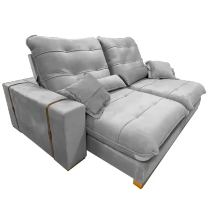 Sofá Vicam 012 em Veludo com Molas Ensacadas 4 Lugares Retrátil e Reclinável 250cm Vicam