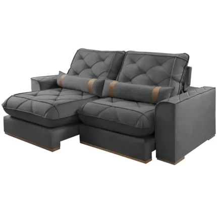 Sofá Vicam 029 210cm com Molas Ensacadas 4 Lugares Retrátil e Reclinável Tecido Veludo