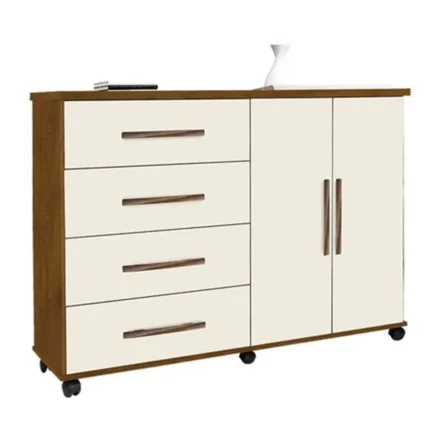 Cômoda Bali 4 Gavetas 2 Portas com Rodízios Primus